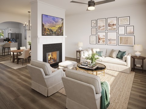 Living room with fireplace